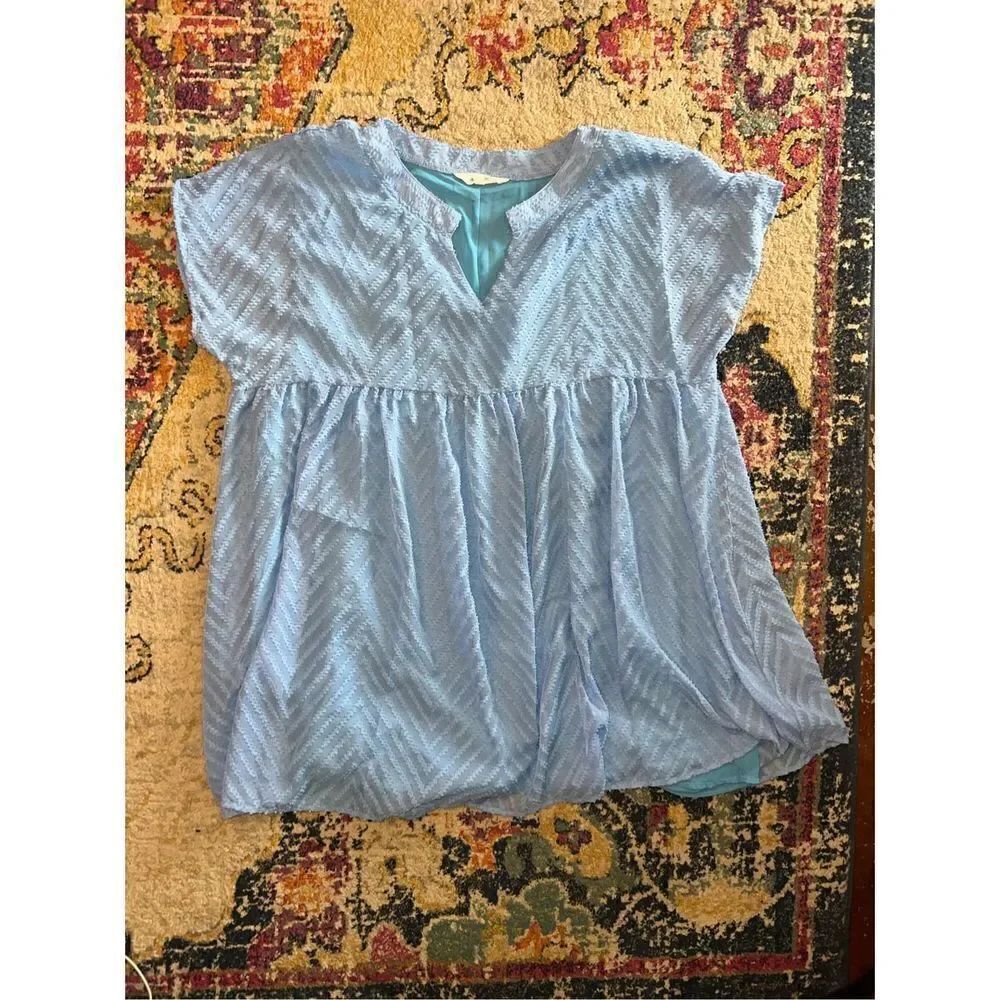 Boutique Amaryllis Blue Blouse (L)